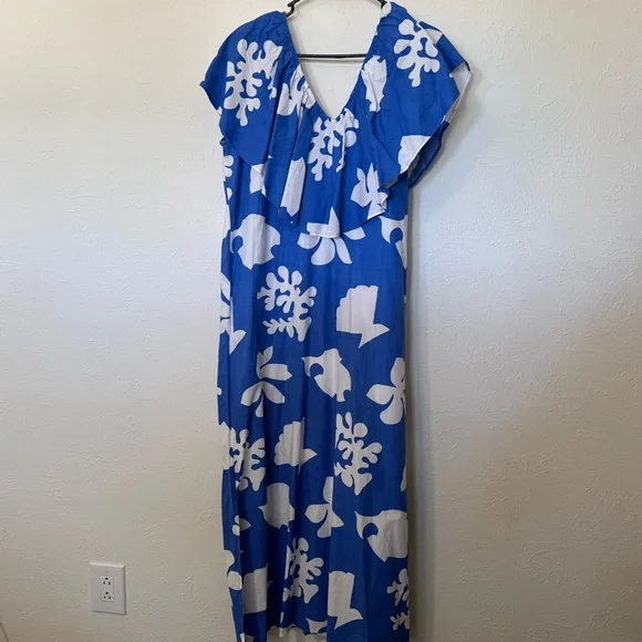 Tuckernuck V Neck Ruffle Floral Midi Dress Size M - Picture 4 of 7